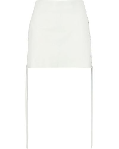 Salvatore Santoro Leather Mini Skirt - White