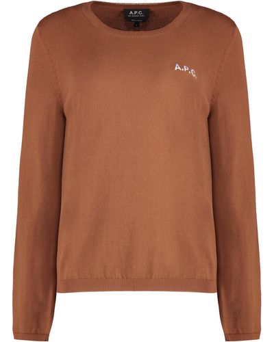 A.P.C. Albane Cotton Crew-neck Sweater - Brown