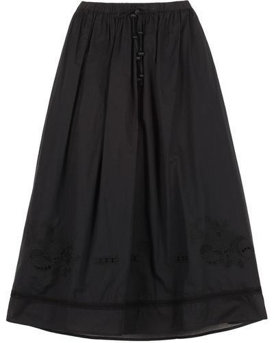 Tory Burch Cotton Skirt With Micro Embroideries - Black
