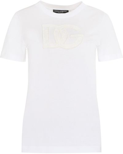 Dolce & Gabbana Dolce&Gabbana Crew-Neck T-Shirt With Logo Embroidery In - White