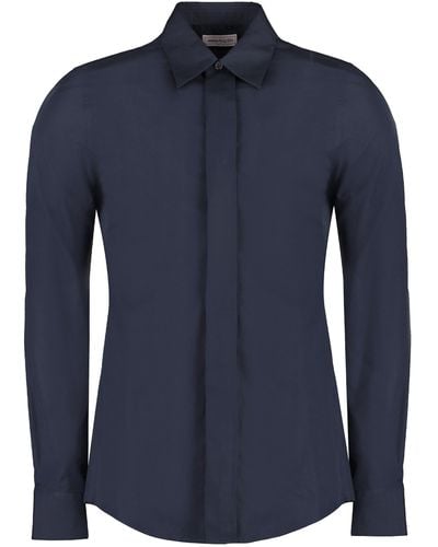Alexander McQueen Long Sleeve Cotton Shirt - Blue
