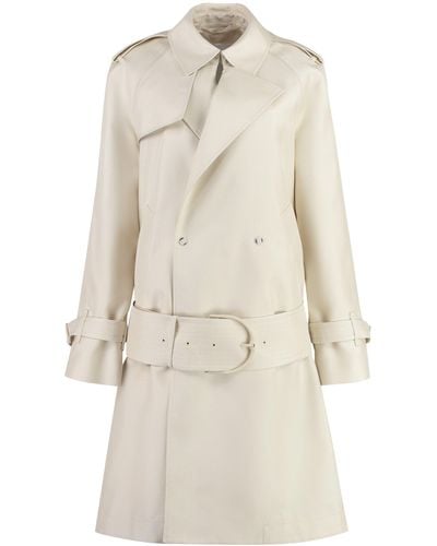 Burberry Silk Blend Trench Coat - Natural