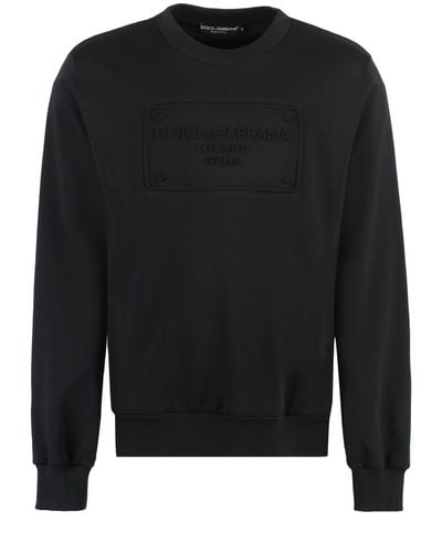 Dolce & Gabbana Logo Detail Cotton Sweatshirt - Black