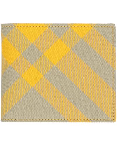 Burberry Checked Fabric Wallet - Yellow