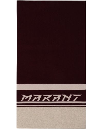 Isabel Marant Wool Blend Scarf With Logo Intarsia - Purple