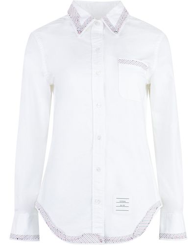 Thom Browne Button-down Collar Cotton Shirt - White