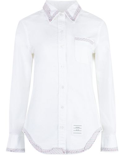 Thom Browne Camicia in cotone con collo button-down - Bianco