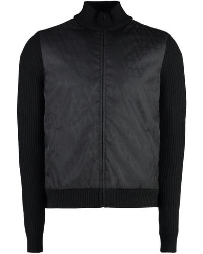 Valentino High Collar Zipped Cardigan - Black