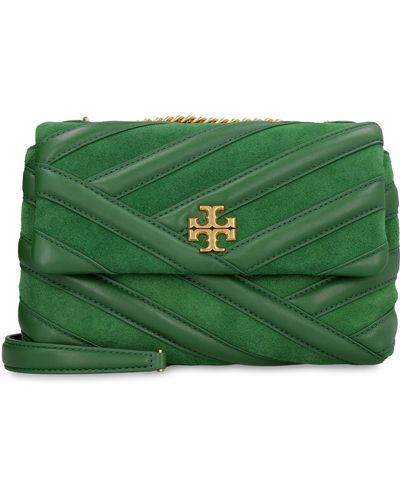 Tory Burch Kira Leather And Suede Bag - Green