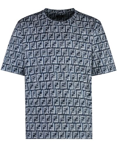 Fendi T-shirt girocollo in cotone - Blu