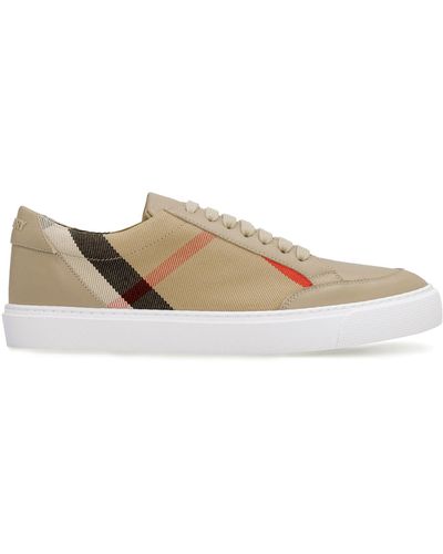 Burberry House Check Print Detail Trainers - Natural