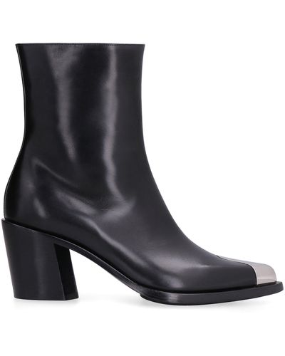 Alexander McQueen Punk Leather Ankle Boots - Black