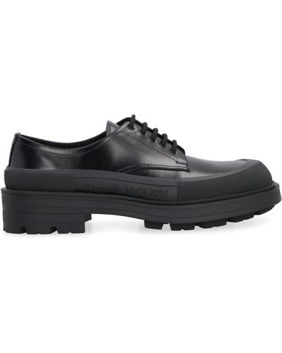 Alexander McQueen Leather Lace-up Derby Shoes - Black