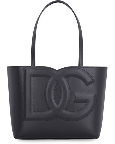 Dolce & Gabbana Tote bag DG Logo in pelle - Nero
