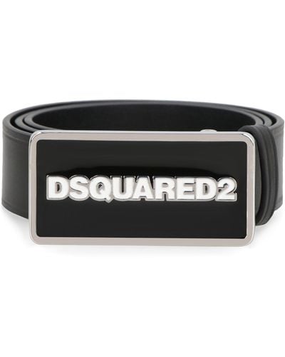 DSquared² Logo Buckle Leather Belt - Black