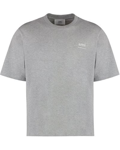 Ami Paris Cotton Crew-Neck T-Shirt - Grey