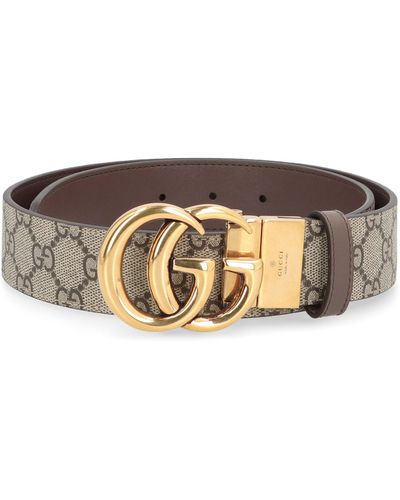 Gucci Cintura reversibile in pelle e tessuto GG supreme - Grigio
