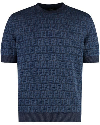 Fendi Jacquard Knit T-shirt - Blue