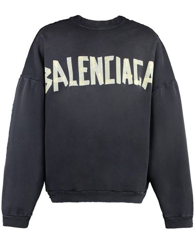 Balenciaga Cotton Crew-neck Sweatshirt - Blue