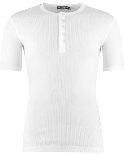 Dolce & Gabbana T-shirt girocollo in cotone a costine - Bianco