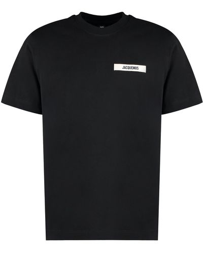 Jacquemus T-shirt in jersey di cotone con logo ricamato e finiture in gros-grain - Nero