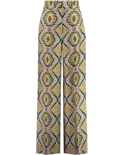 Etro Pantaloni in seta stampata - Multicolore
