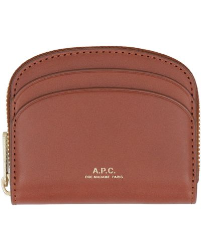 A.P.C. Demi Lune Mini Leather Wallet - Brown