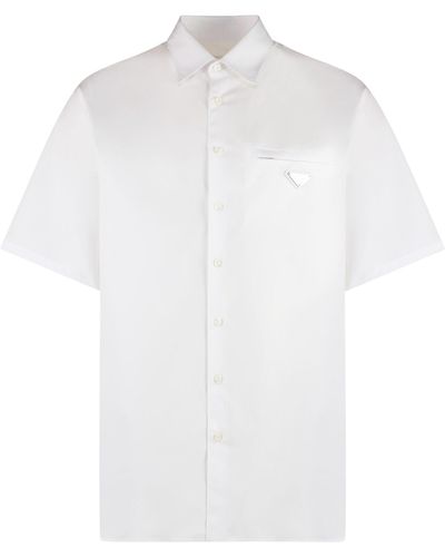 Prada Camicia a maniche corte in cotone - Bianco