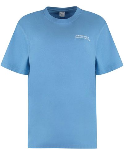 Sporty & Rich T-shirt girocollo in cotone - Blu