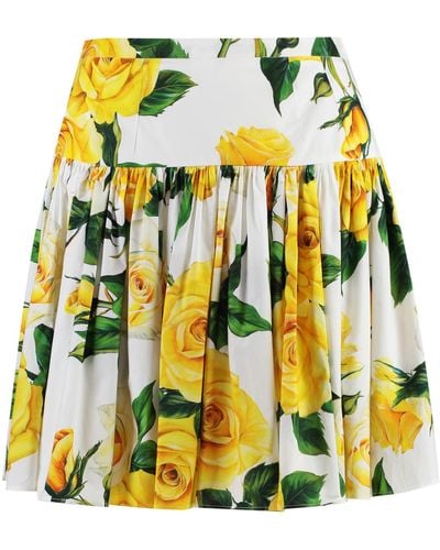 Dolce & Gabbana Printed Cotton Mini Skirt - Yellow