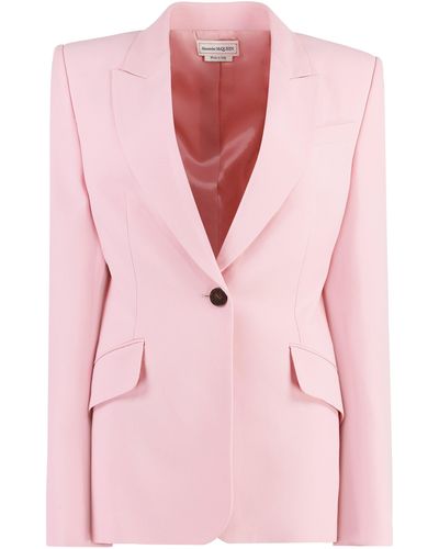 Alexander McQueen Single-breasted One Button Jacket - Pink