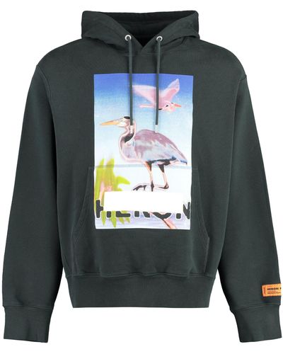 Heron Preston Felpa in cotone con cappuccio - Verde