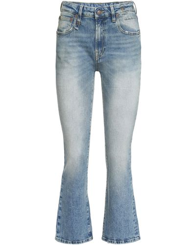 R13 Cropped Flared Jeans - Blue