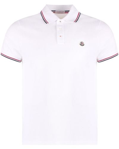 Moncler Short Sleeve Cotton Polo Shirt - White