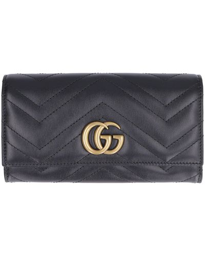 Gucci GG Marmont Continental Leather Wallet - Gray