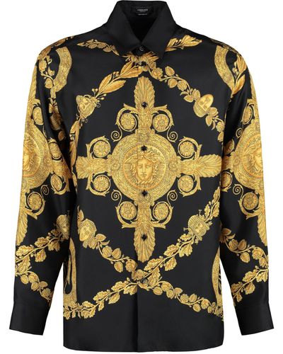 Versace Camicia Barocco in seta - Nero