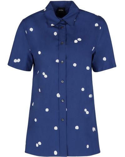 Aspesi Short Sleeve Cotton Shirt - Blue