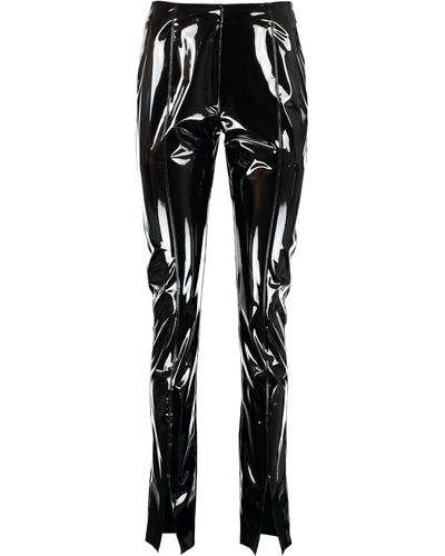 MSGM Faux-leather Slim-fit Pants - Black