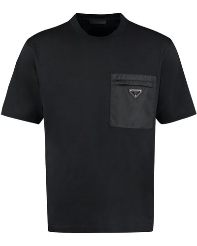 Prada T-shirt in cotone con logo - Nero