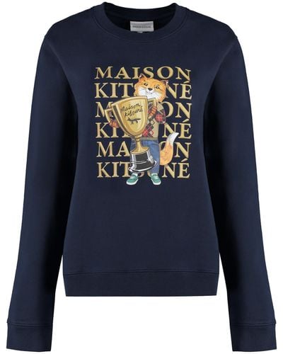 Maison Kitsuné Printed Cotton Sweatshirt - Blue