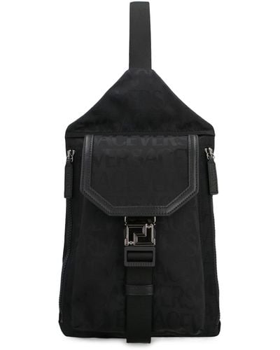 Versace Technical Backpack With Logo - Black