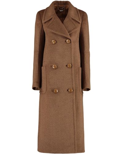 Stella McCartney Cappotto doppiopetto in lana - Marrone