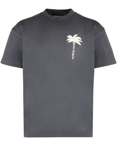 Palm Angels Cotton Crew-Neck T-Shirt - Grey