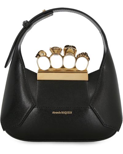 Alexander McQueen Jewelled Mini Hobo Bag - Black
