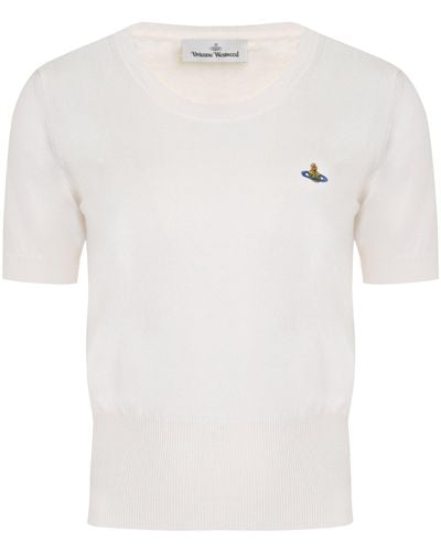 Vivienne Westwood T-shirt Bea in maglia con logo - Bianco
