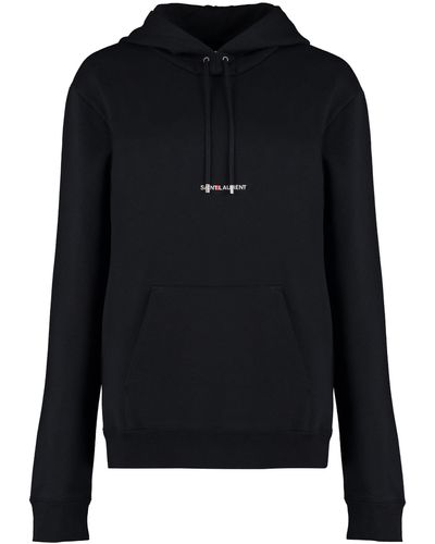 Saint Laurent Felpa in cotone con cappuccio - Nero