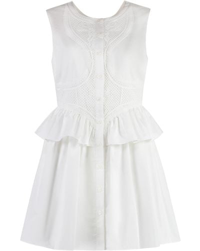 Self-Portrait Cotton Mini-dress - White