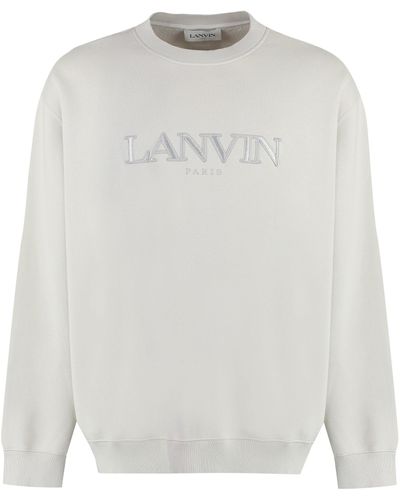 Lanvin Felpa girocollo in cotone con logo - Bianco
