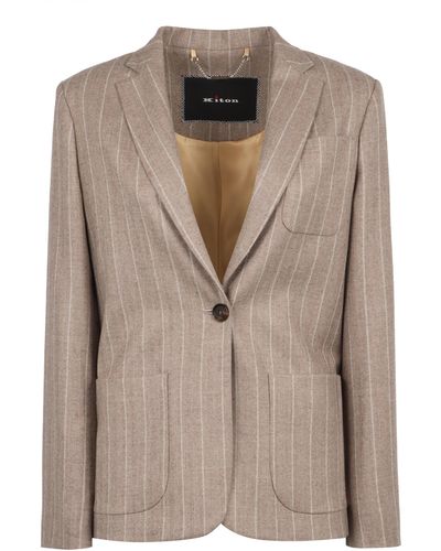 Kiton Wool Blazer - Brown