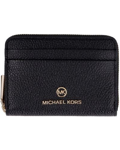 Michael Kors Jet Set Small Wallet In Grained Leather - Black